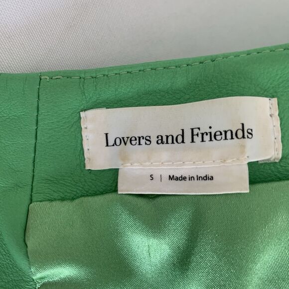 Lovers and Friends Valletta Leather Dress Women S Green Mini Lambswool Party Fun - Picture 5 of 14